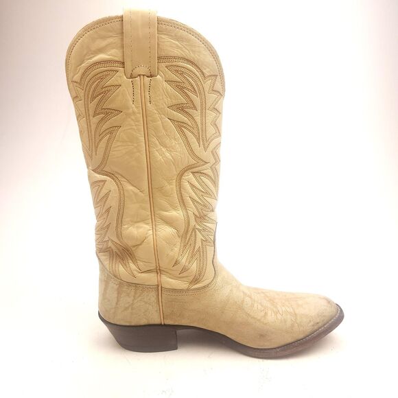 Mens Vintage Nocona Red Label Bone Color Exotic Cowboy Boots 9 D USA Made main image 9